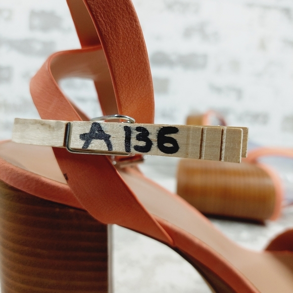 New Nordstrom Anita Leather Peach Platform Ankle Buckle Sandals A136 - Picture 12 of 12